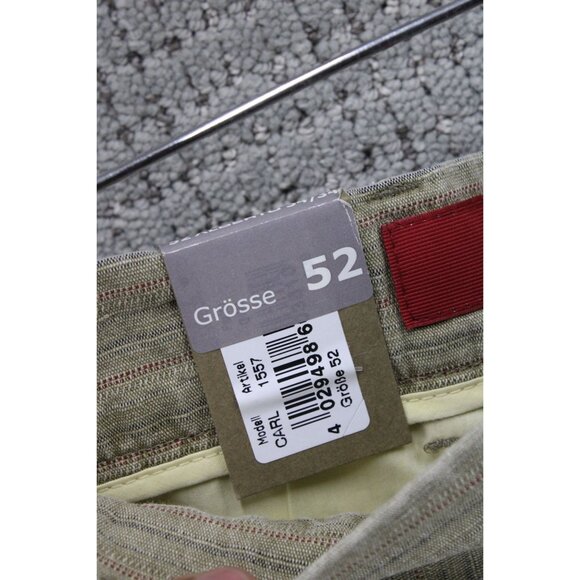 Alberto Pants Mens Size 34x34 Brown Striped Stretch Comfortable Flat Front NWT - Picture 6 of 12